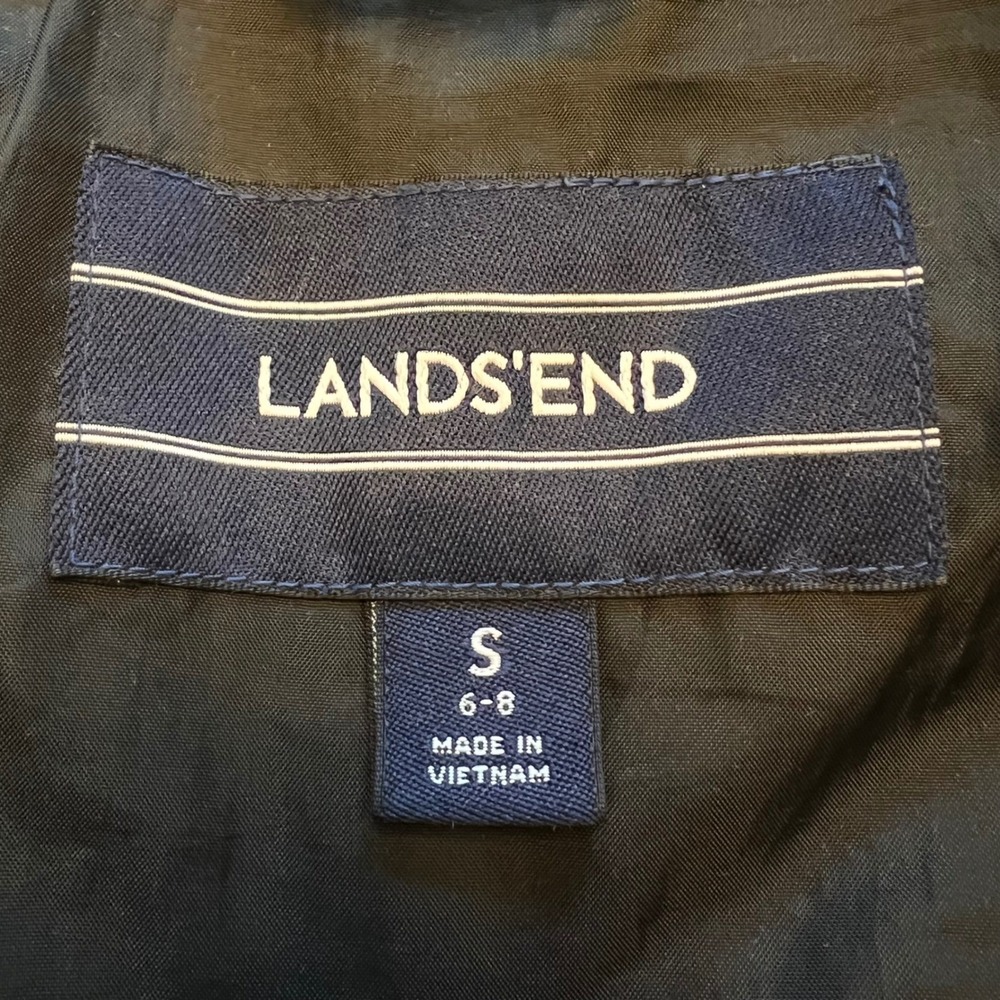 Lands' End Black Down Puffer Winter Coat Jacket Women's Size S (6-8) - Picture 3 of 11